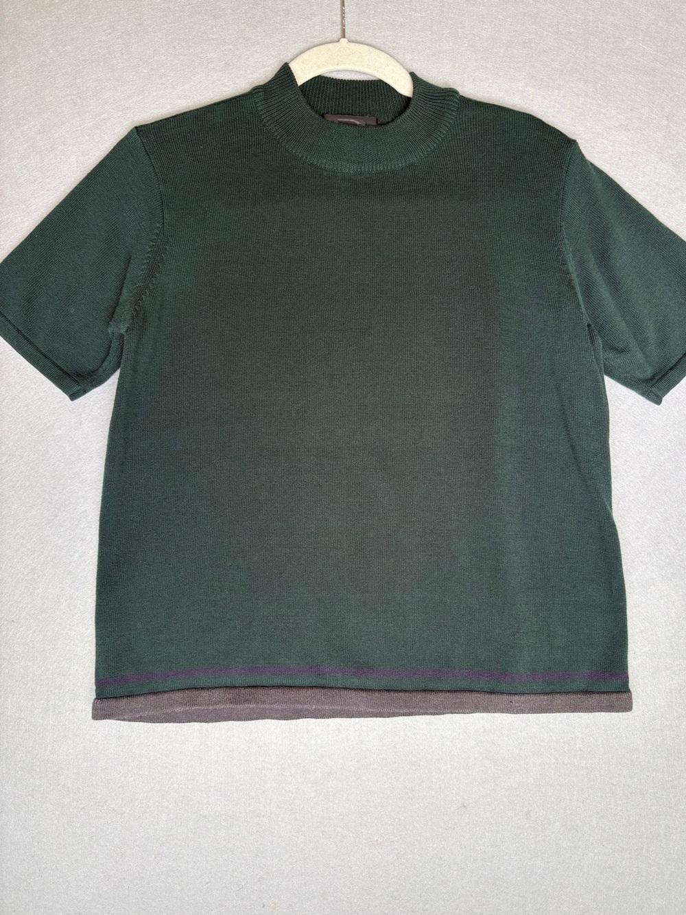 True Vintage Forest Green Ribbed Mock Neck Knit Acrylic Requirements Top Sz M